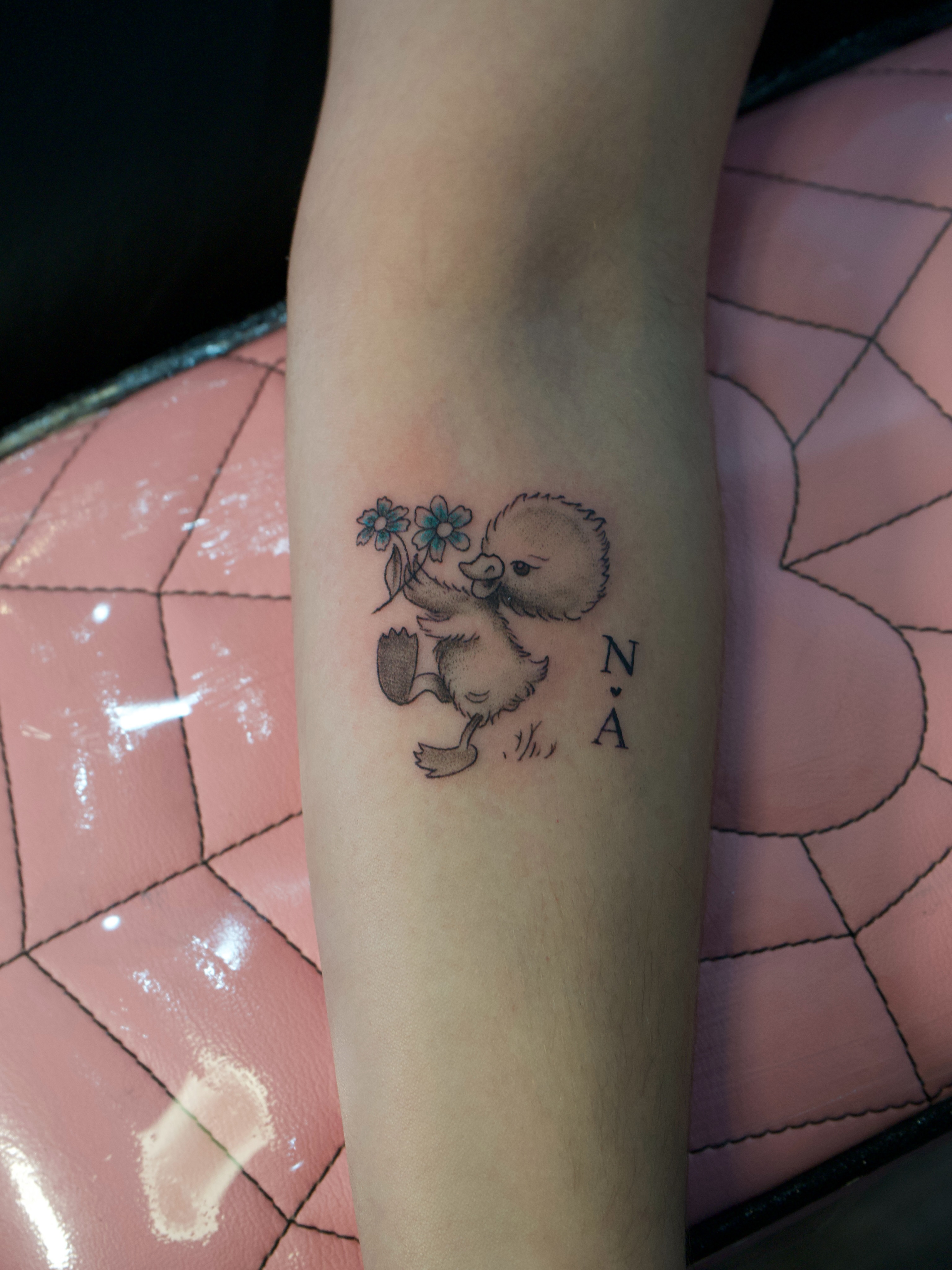 Tara came to get her son’s birth blanket design tattooed.  Such a cute idea. Tha… — tattoo by Melissa Jergensen, Paramus, New Jersey