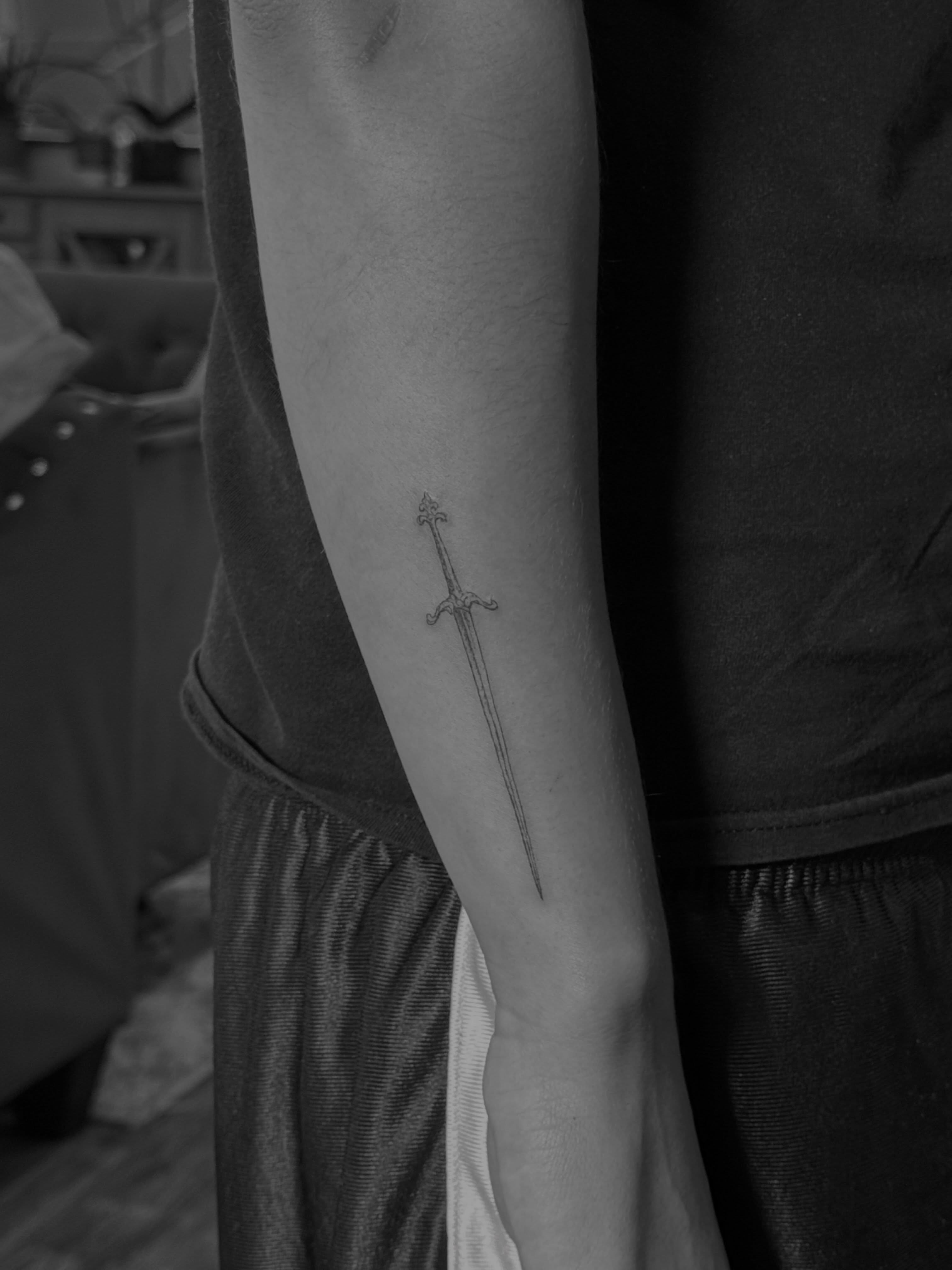 A sword for Ruby. 

Enjoyed doing this one, come get some tattoos to disappoint … — tattoo by Melissa Jergensen, Paramus, New Jersey