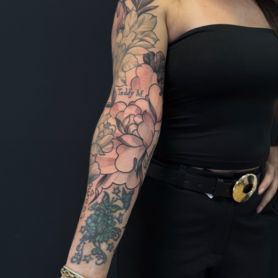 Full Floral Sleeve. Inside arm sleeve. Full Arm Freehand Sleeve. 3 sessions to b… — tattoo by Xava Maldonado, Cayey, PR