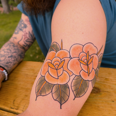 Healed Soloraise Traditional Flowers — tattoo by Xava Maldonado, Cayey, PR