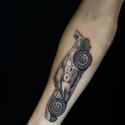 Fast cars, loud engines, and memories that never fade. Ka-chow!

#cars #lightnin… — tattoo by Anthony Kessinger, Front Royal, Virginia