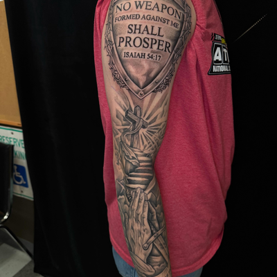 Finished out this outer sleeve! Always a joy seeing everything finally come toge… — tattoo by Anthony Kessinger, Front Royal, Virginia