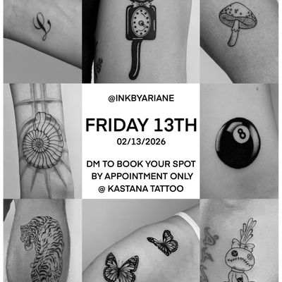 FRIDAY THE 13TH FLASH SALE! 😍

DM to book your spot! 
Appointment ONLY

✨ADDITI… — tattoo by Ariane  McDonald, Los Angeles, California