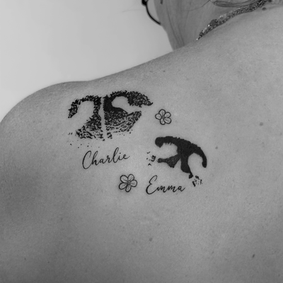 two life size nose prints for two forever loves 🐾🤍

#losangelestattooartist #f… — tattoo by Ariane  McDonald, Los Angeles, California