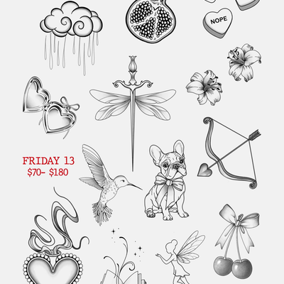 FRIDAY 13 FLASH IS HERE ✨

As promised, I have included your flash requests! DM … — tattoo by Ariane  McDonald, Los Angeles, California