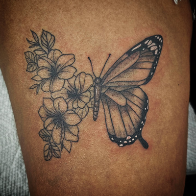 °B U T T E R F L Y 

#SouthJerseyTattoo
#NewJerseyTattoo
#SouthJerseyArtist
#Oce… — tattoo by Manolo Alvarez, Somers Point, new Jersey