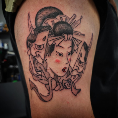 ° G E I S H A

* #SouthJerseyTattoo
* #NewJerseyTattoo
* #SouthJerseyArtist
* #O… — tattoo by Manolo Alvarez, Somers Point, new Jersey