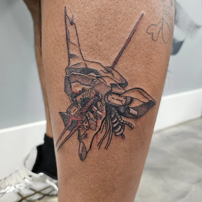 °E V A — tattoo by Manolo Alvarez, Somers Point, new Jersey
