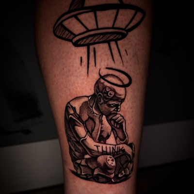 ° T H I N K 🧠

* #SouthJerseyTattoo
* #NewJerseyTattoo
* #SouthJerseyArtist
* #… — tattoo by Manolo Alvarez, Somers Point, new Jersey