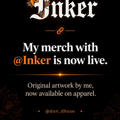 My merch with @Inker is now live.
Original artwork by me, now available on appar… — tattoo by Eduardo Gómez, Orange, California