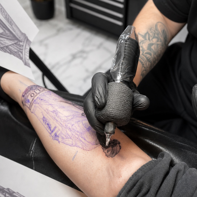 I love tattooing sculptures and things related to history. Tell me what you thin… — tattoo by Eduardo Gómez, Orange, California