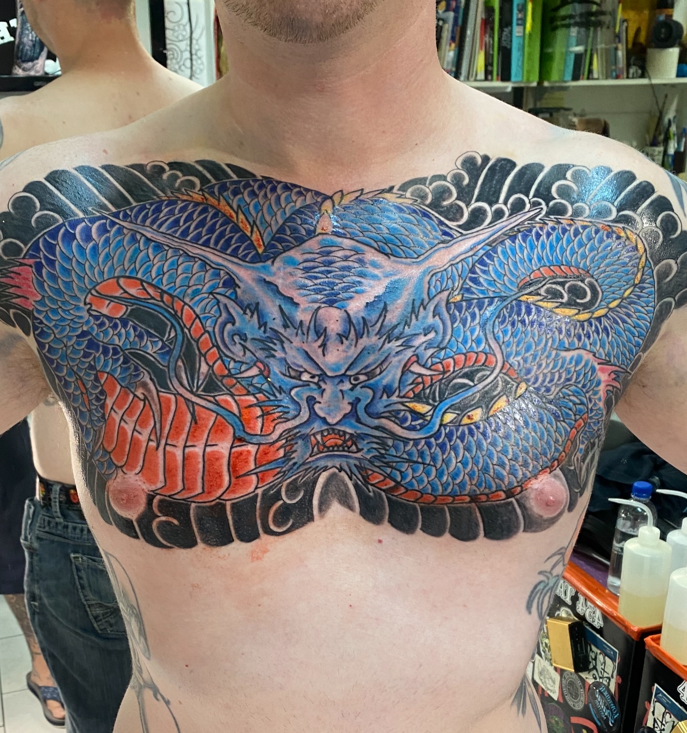 Strength. Wisdom. Protection.
This completed Japanese Irezumi dragon chest piece… — tattoo by Adam Khampong, Honolulu, Hawaii