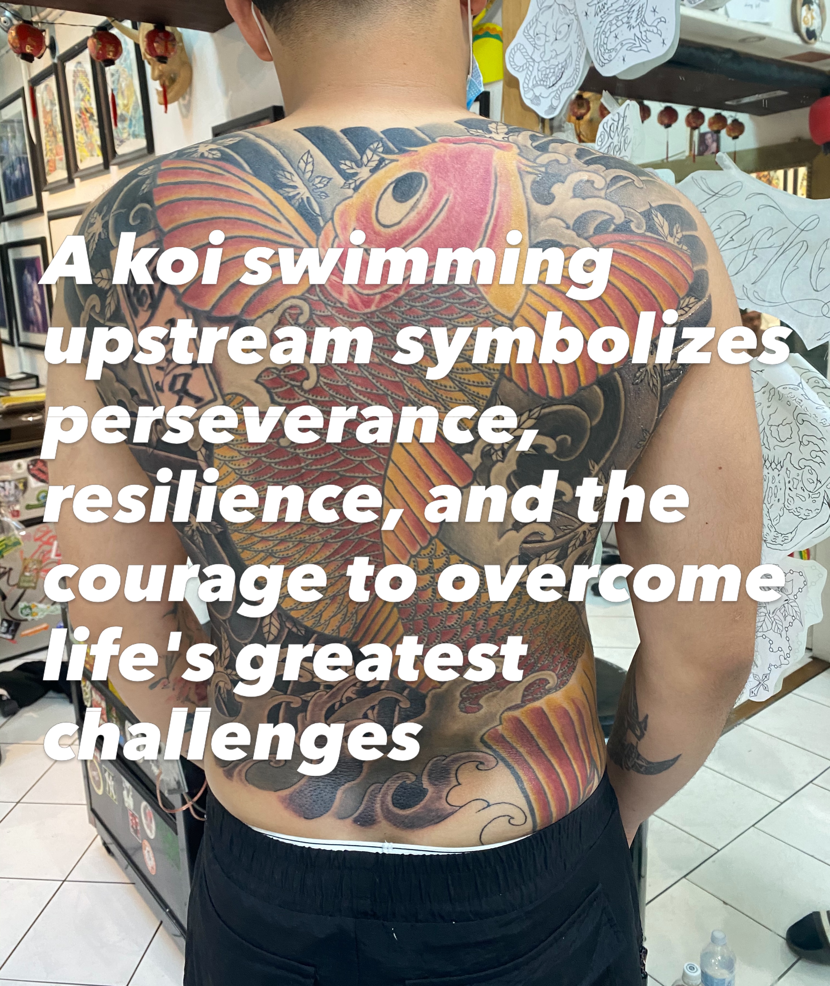 KOI SWIMMING UPSTREAM
A koi swimming upstream symbolizes perseverance, resilienc… — tattoo by Adam Khampong, Honolulu, Hawaii