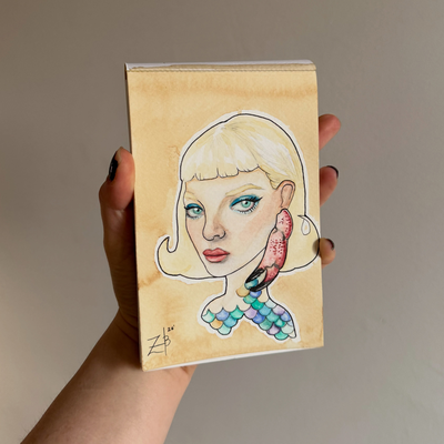 Cancer girl in watercolor and ink (available as a tattoo) 

#cancer #cancergang♋… — tattoo by Zoe Blackman, Providence, Rhode Island