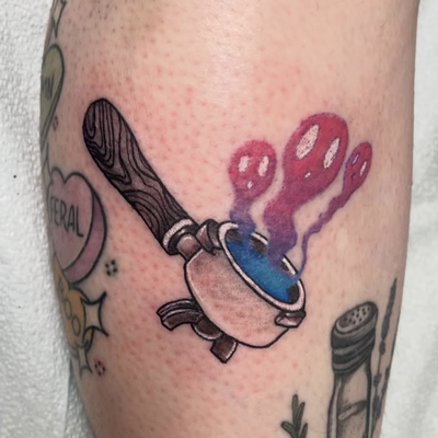 color ghosts in portafilter Done at Pretty Things PVD
For consultations and avai… — tattoo by Corinne Clapper, Providence, Rhode Island