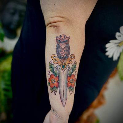 A lil dagger for ya 

Booking July and August. 

#orangecounty #orangecountytatt… — tattoo by Chelsea  Dagger, Orange, California