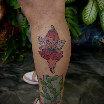 A whimsy poppy fair kewpie for @bonita.by.samara 

#whimsy #kewpie #tattoo #tatt… — tattoo by Chelsea  Dagger, Orange, California