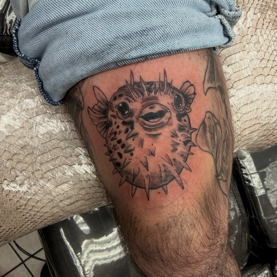 PUFFER FISH!! 

I need to post more. Help me post more by getting cool tattoos.
… — tattoo by Paulie Smith, Fairless Hills, Pennsylvania