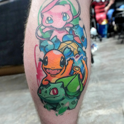 2 year old healed full color pokemon piece — tattoo by Jas Jimenez, Springfield, Massachusetts