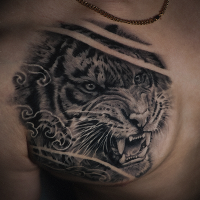 Thank you qingfeng for taking my tiger virginity that i’ve tried to escape for t… — tattoo by Linus Lim, Singapore, Singapore