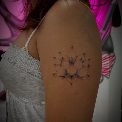 Cute dainty lotus — tattoo by Jc TheArtist, Downey, California