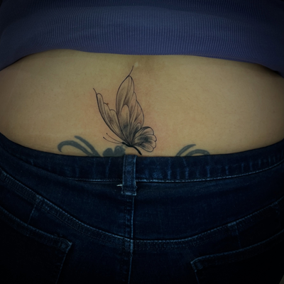 Super cute butterfly 🦋 cover up 😁 — tattoo by Jc TheArtist, Downey, California