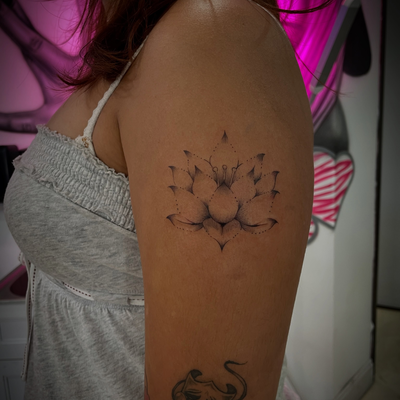 Cute dainty lotus — tattoo by Jc TheArtist, Downey, California