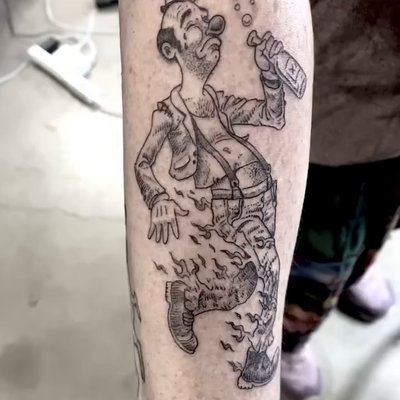 Last one from the convention. This is a custom design done right on the spot wit… — tattoo by Sam Robichaud, Los Angeles, California
