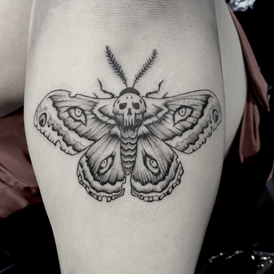 death moth 2026 — tattoo by Sam Robichaud, Los Angeles, California