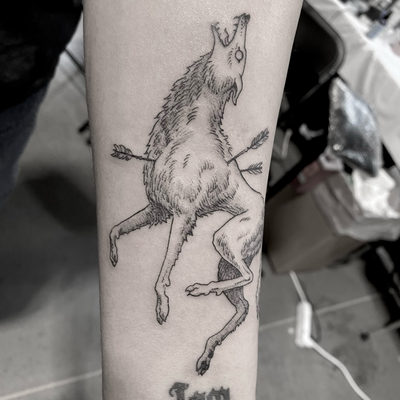 One of my favorites from the Denver Tattoo Show #art #wolf #tattoo #tattoos #des… — tattoo by Sam Robichaud, Los Angeles, California