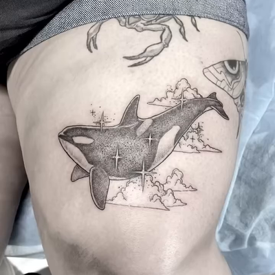 Very fun tattoo and design for a good friend. Thank you Alexis! 🙏🙏🙏 

#art #o… — tattoo by Sam Robichaud, Los Angeles, California