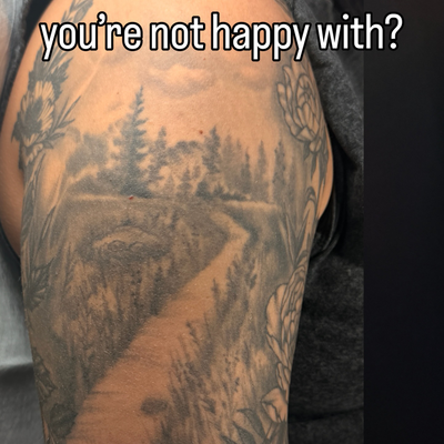 Before and after: tattoo rework done at Lamar Street Tattoo Club in Dallas, Texa… — tattoo by Josh Hall, Dallas, Texas