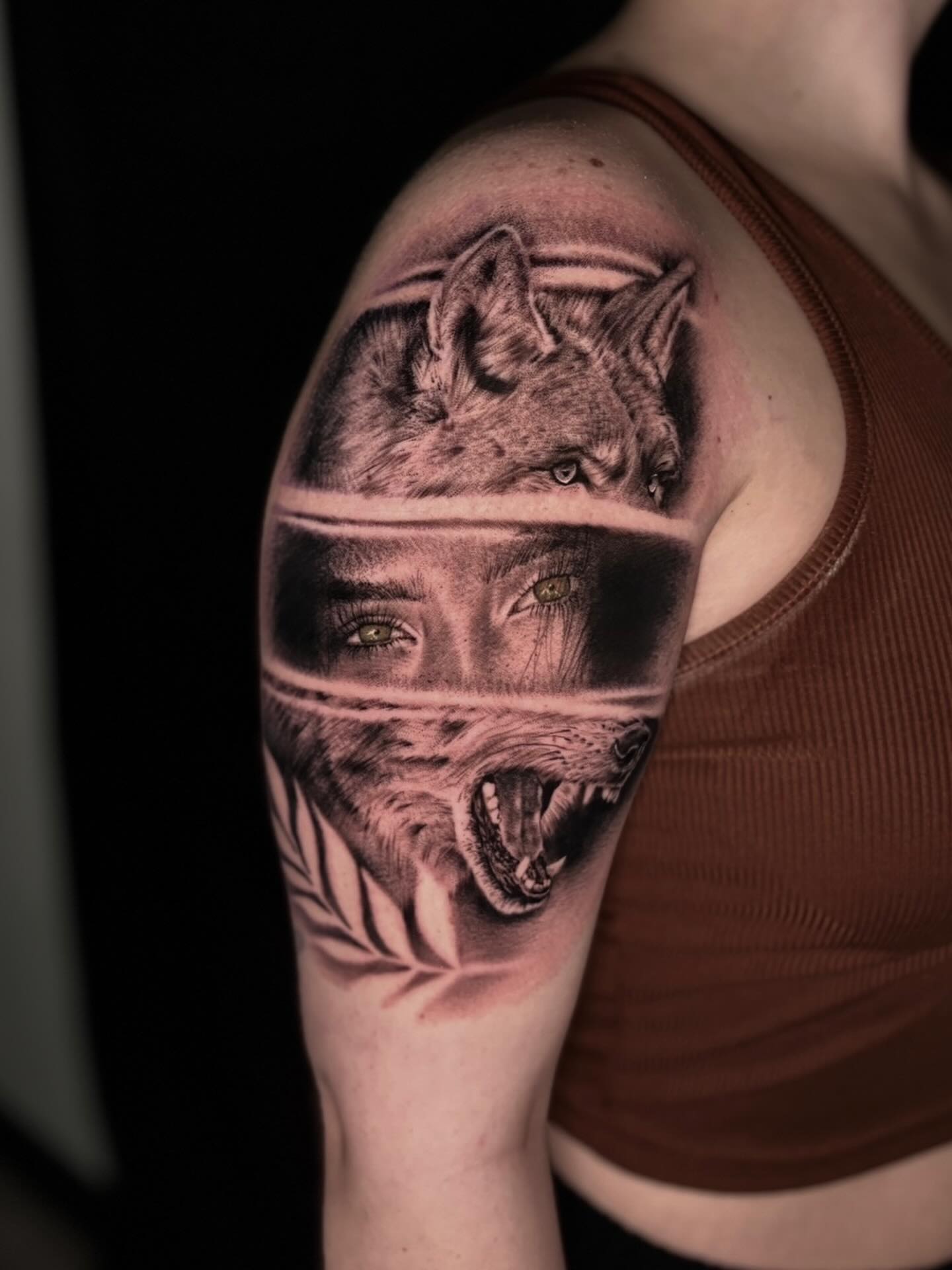 Wolf tattoo from the other day 👀 would love to do more like this! 

♡

♡

♡

♡
… — tattoo by Paige Chartrand, Goffstown, New Hampshire