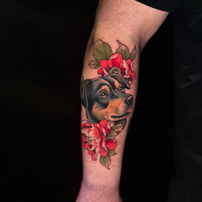 Dog portrait from the other day ❤️ 

♡

♡

♡

♡

♡

#fyp #dog #dogportrait #tatt… — tattoo by Paige Chartrand, Goffstown, New Hampshire