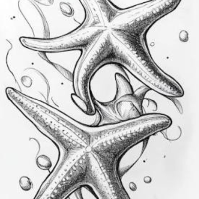 Out of this world starfish — tattoo by Rachel  Gabbard