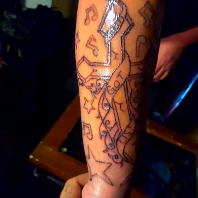 The arm I am working on my cousin's sleeve. it's for my little brother who passe… — tattoo by Rachel  Gabbard