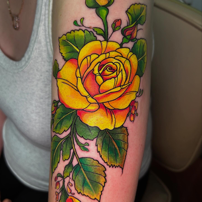 3.5 hour session! I love the colors and how they pop! — tattoo by Danni Munoz, Los Angeles, California