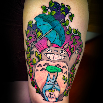 My neighbor Totoro inspired tattoo!!!
#totorotattoo #colortattoo #miyazakitattoo… — tattoo by Danni Munoz, Los Angeles, California