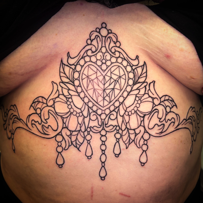 Session one on my beautiful bestie Michelle! Can’t wait to throw color one this!… — tattoo by Danni Munoz, Los Angeles, California