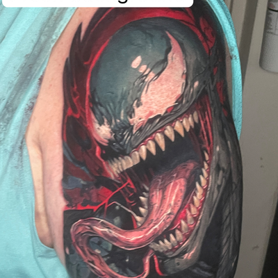 healed venom fresh background — tattoo by Víctor Figueroa