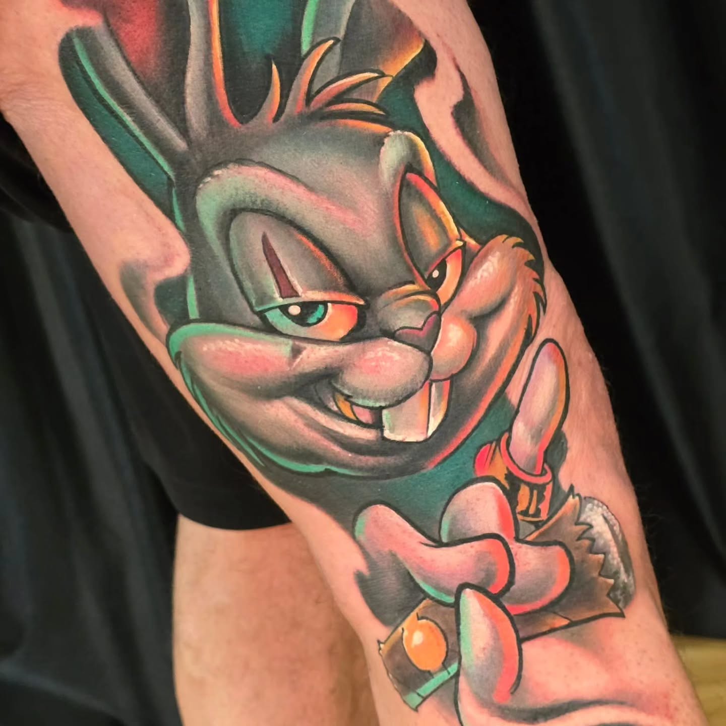 Freehand Newschool Thugs Bunny - Best of Day Sunday @nomadlegacytattooexpo 

Tha… — tattoo by Barbie Lavon, Troy, Michigan