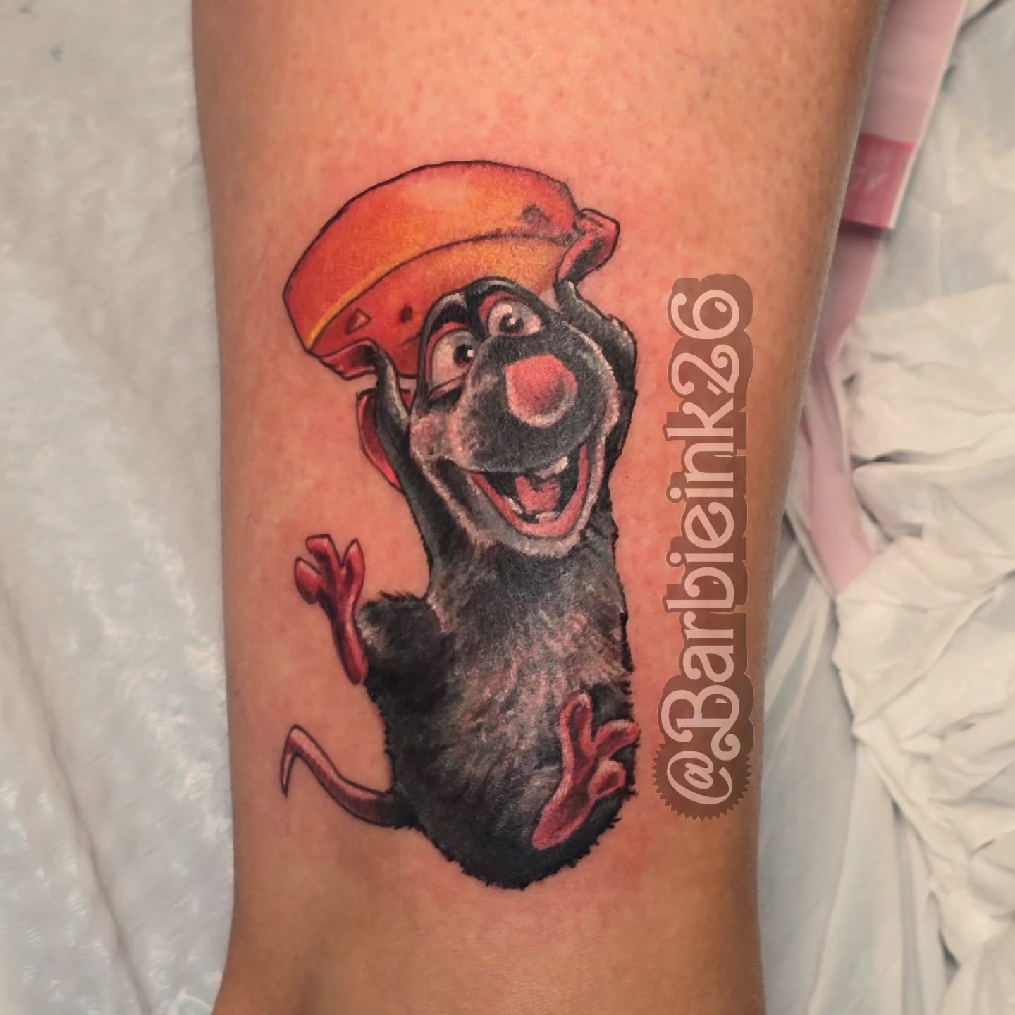 Remy 
One of my favorite animated movies
Proudly made with @blastedtattoocare 
@… — tattoo by Barbie Lavon, Troy, Michigan