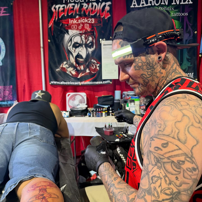 Some pics from the Carlsbad convention #inkerstattooexpo  #higherleveltattoosupp… — tattoo by Steven Radice, Chandler, Arizona