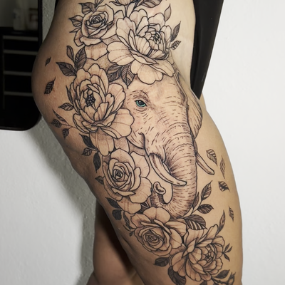 floral with soft shading — tattoo by Carlos Fuentes, loiza, puerto rico