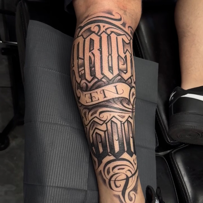 MIXED STYLE LETTERING — tattoo by Mike Wayne, Phoenix, Arizona