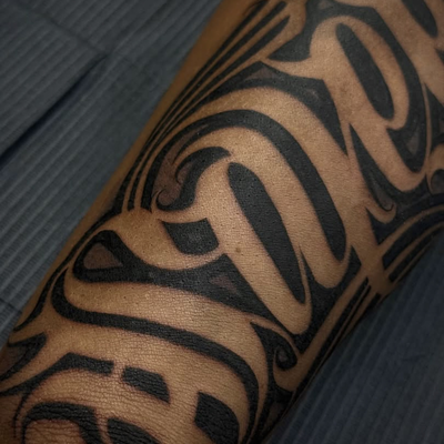 forearm lettering — tattoo by Mike Wayne, Phoenix, Arizona
