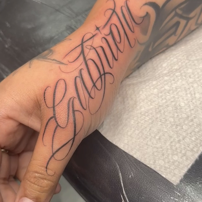 custom hand lettering — tattoo by Michael  Callaghan, Phoenix, Arizona