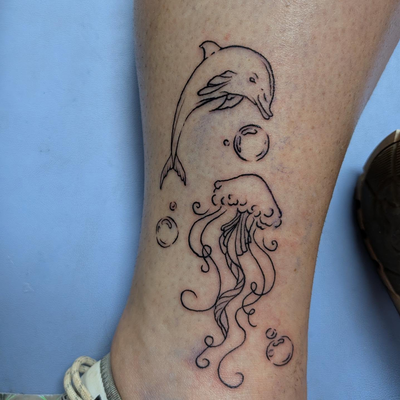 I had a few people pick pieces from my Thalassophile flash which turned out so c… — tattoo by Makayla Wallace, Shreveport, Louisiana