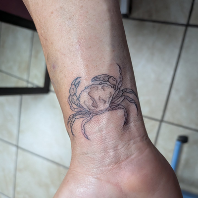 I am so excited I finally got to do a piece from my Thalassophile flash. We size… — tattoo by Makayla Wallace, Shreveport, Louisiana