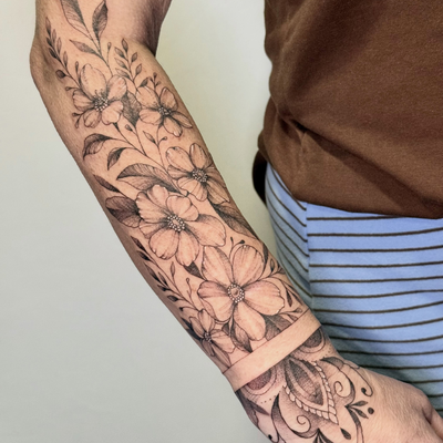 Start of a sleeve that I did the other day! Now booking August -September! DM me… — tattoo by Diana Muresan, Phoenix, Arizona